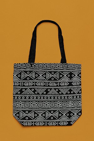 Premium Cotton Canvas Tote Bag - Aztec Black | Verified Sustainable by Brown Living™