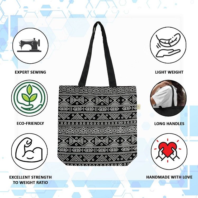 Premium Cotton Canvas Tote Bag - Aztec Black | Verified Sustainable by Brown Living™