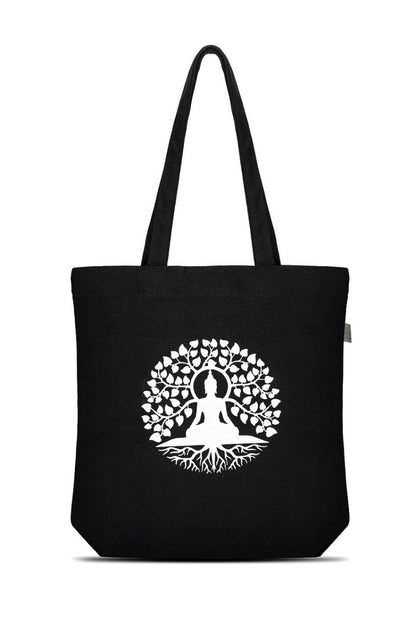 Premium Cotton Canvas Tote Bag - Buddha Black | Verified Sustainable by Brown Living™