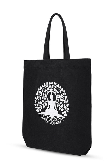 Premium Cotton Canvas Tote Bag - Buddha Black | Verified Sustainable by Brown Living™