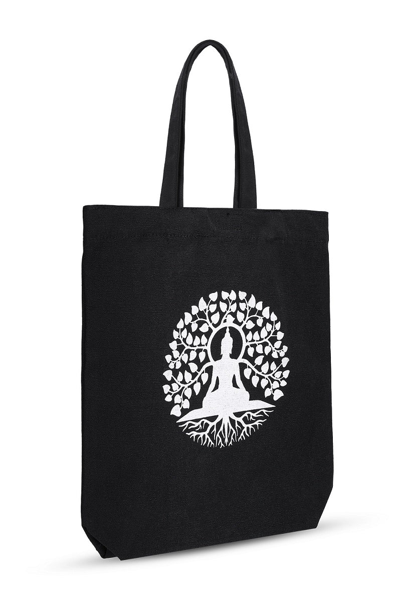 Premium Cotton Canvas Tote Bag - Buddha Black | Verified Sustainable by Brown Living™