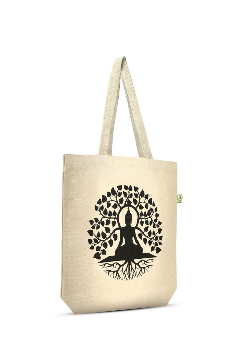 Premium Cotton Canvas Tote Bag - Buddha White | Verified Sustainable by Brown Living™