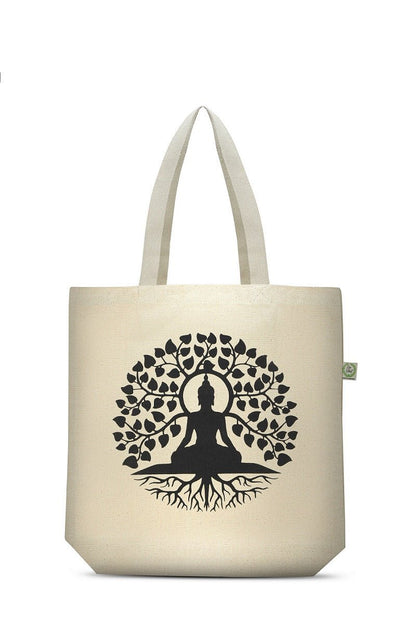 Premium Cotton Canvas Tote Bag - Buddha White | Verified Sustainable by Brown Living™