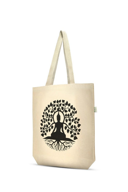 Premium Cotton Canvas Tote Bag - Buddha White | Verified Sustainable by Brown Living™