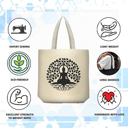 Premium Cotton Canvas Tote Bag - Buddha White | Verified Sustainable by Brown Living™