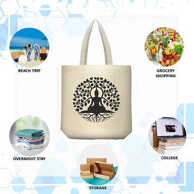 Premium Cotton Canvas Tote Bag - Buddha White | Verified Sustainable by Brown Living™