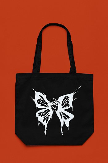 Premium Cotton Canvas Tote Bag - Butterfly Black | Verified Sustainable by Brown Living™