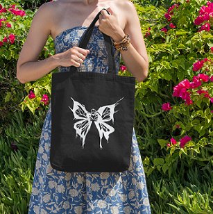 Premium Cotton Canvas Tote Bag - Butterfly Black | Verified Sustainable by Brown Living™