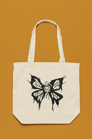 Premium Cotton Canvas Tote Bag - Butterfly White | Verified Sustainable by Brown Living™