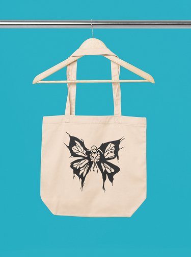 Premium Cotton Canvas Tote Bag - Butterfly White | Verified Sustainable by Brown Living™