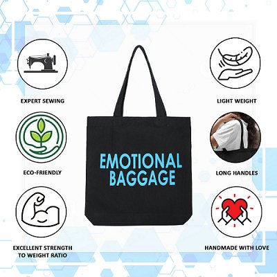 Premium Cotton Canvas Tote Bag - Emotional Baggage Black | Verified Sustainable by Brown Living™