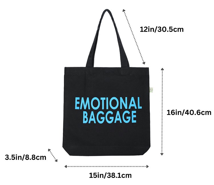 Premium Cotton Canvas Tote Bag - Emotional Baggage Black | Verified Sustainable by Brown Living™