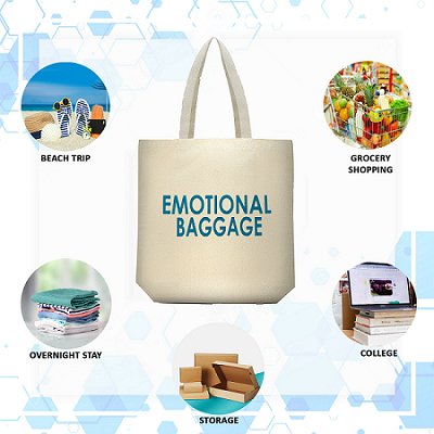 Premium Cotton Canvas Tote Bag - Emotional Baggage White | Verified Sustainable by Brown Living™