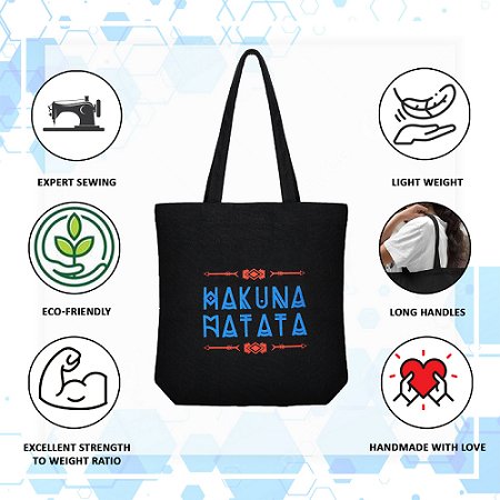 Premium Cotton Canvas Tote Bag - Hakuna Matata Black | Verified Sustainable by Brown Living™