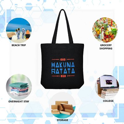 Premium Cotton Canvas Tote Bag - Hakuna Matata Black | Verified Sustainable by Brown Living™