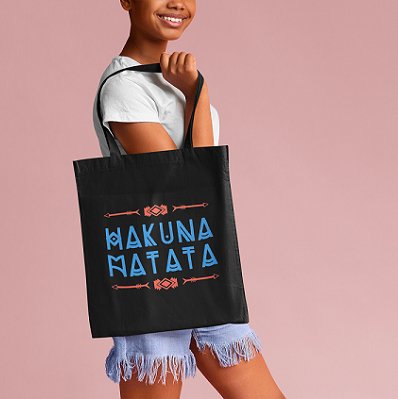 Premium Cotton Canvas Tote Bag - Hakuna Matata Black | Verified Sustainable by Brown Living™