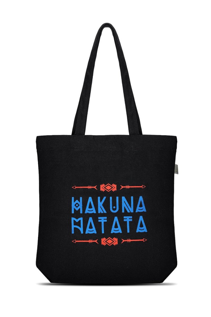 Premium Cotton Canvas Tote Bag - Hakuna Matata Black | Verified Sustainable by Brown Living™