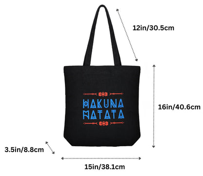 Premium Cotton Canvas Tote Bag - Hakuna Matata Black | Verified Sustainable by Brown Living™