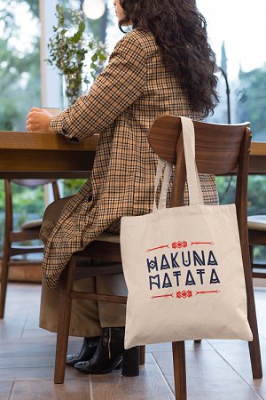 Premium Cotton Canvas Tote Bag - Hakuna Matata White | Verified Sustainable by Brown Living™