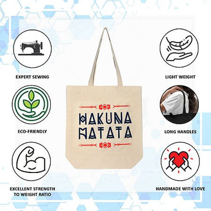 Premium Cotton Canvas Tote Bag - Hakuna Matata White | Verified Sustainable by Brown Living™