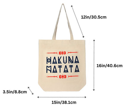 Premium Cotton Canvas Tote Bag - Hakuna Matata White | Verified Sustainable by Brown Living™