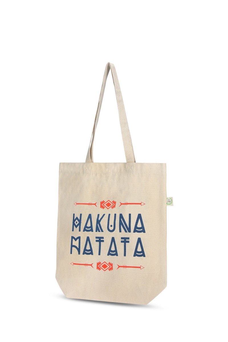 Premium Cotton Canvas Tote Bag - Hakuna Matata White | Verified Sustainable by Brown Living™