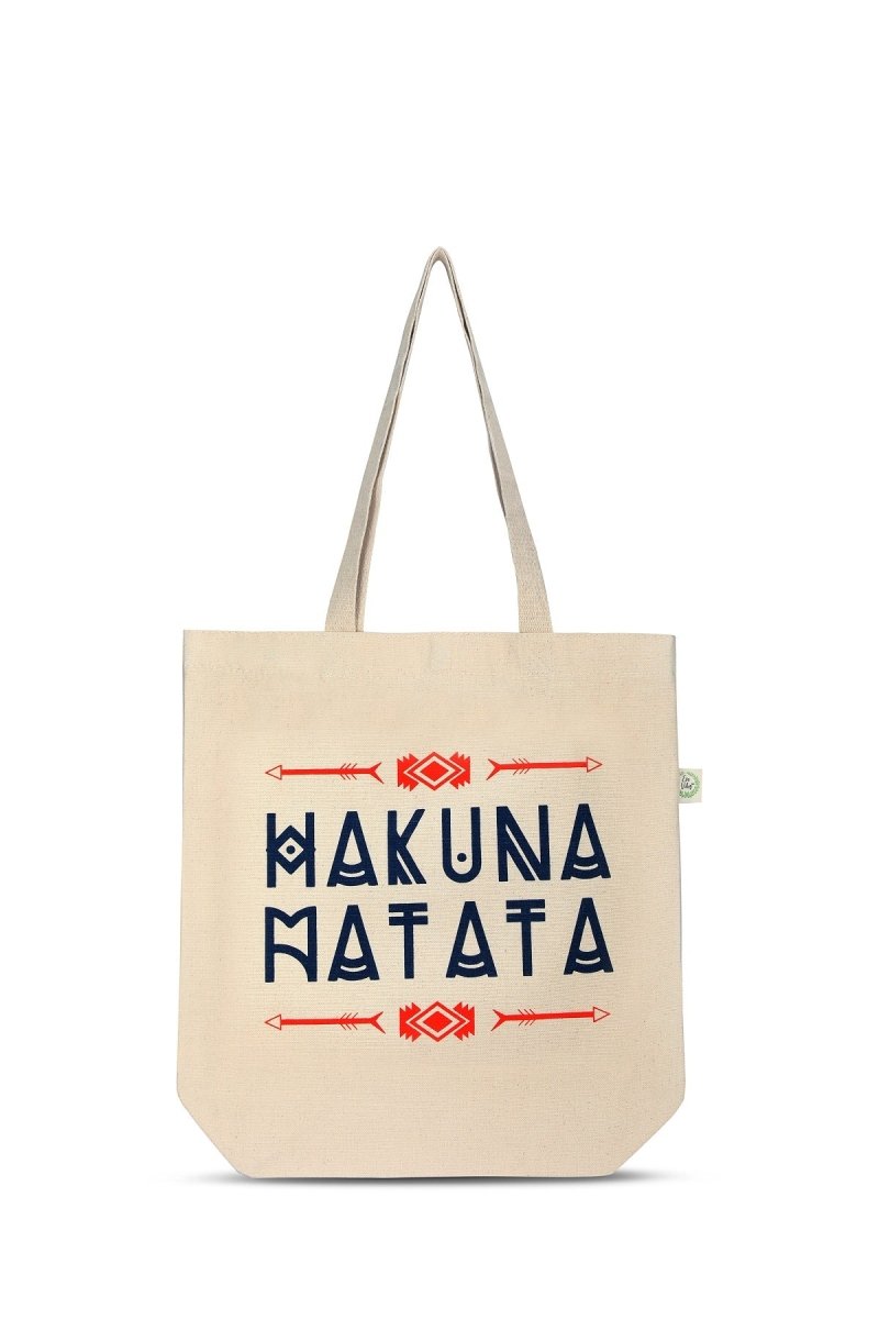 Premium Cotton Canvas Tote Bag - Hakuna Matata White | Verified Sustainable by Brown Living™