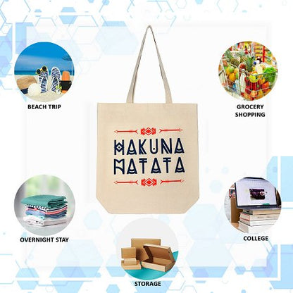 Premium Cotton Canvas Tote Bag - Hakuna Matata White | Verified Sustainable by Brown Living™