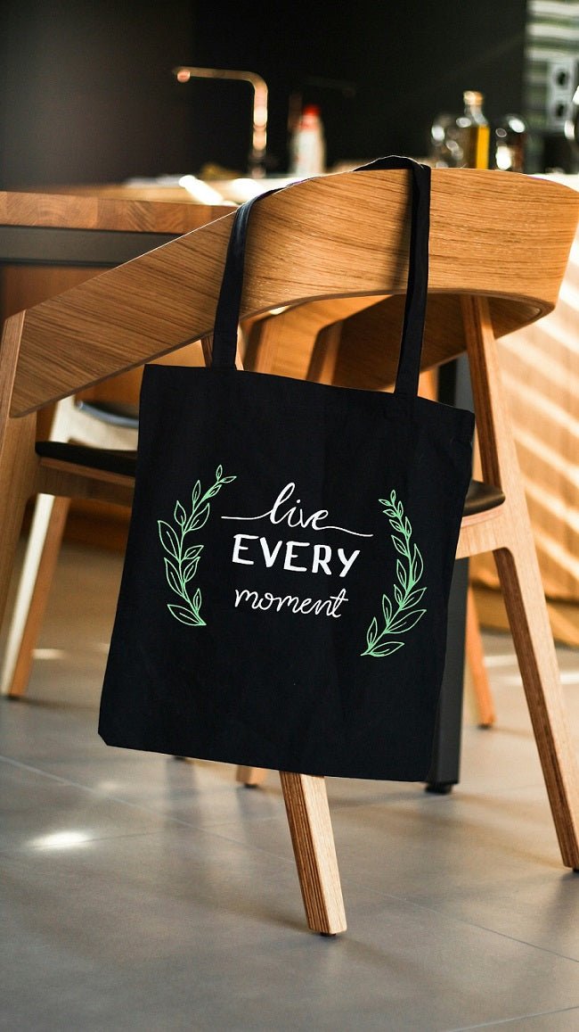 Premium Cotton Canvas Tote Bag - Live Every Moment Black | Verified Sustainable by Brown Living™