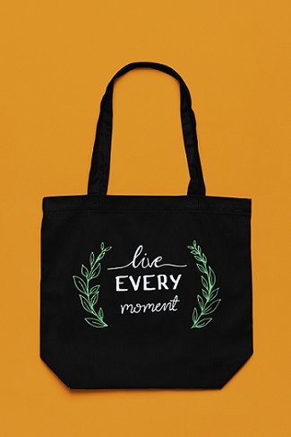 Premium Cotton Canvas Tote Bag - Live Every Moment Black | Verified Sustainable by Brown Living™