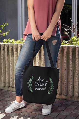 Premium Cotton Canvas Tote Bag - Live Every Moment Black | Verified Sustainable by Brown Living™