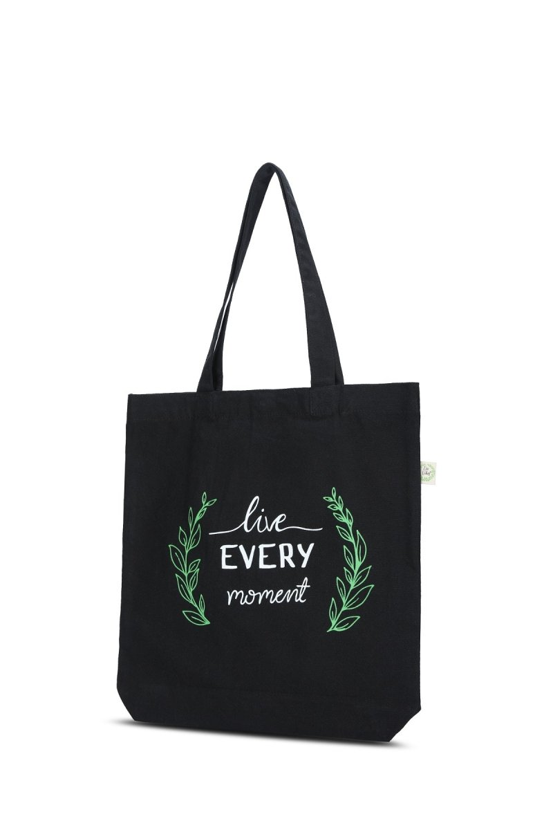 Premium Cotton Canvas Tote Bag - Live Every Moment Black | Verified Sustainable by Brown Living™