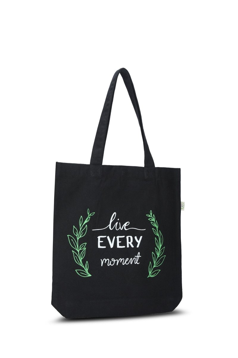 Premium Cotton Canvas Tote Bag - Live Every Moment Black | Verified Sustainable by Brown Living™