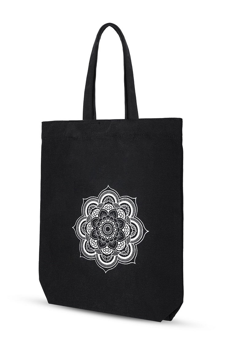 Premium Cotton Canvas Tote Bag - Mandala Black | Verified Sustainable by Brown Living™