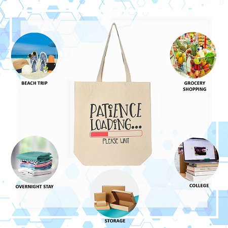 Premium Cotton Canvas Tote Bag - Patience Loading White | Verified Sustainable by Brown Living™