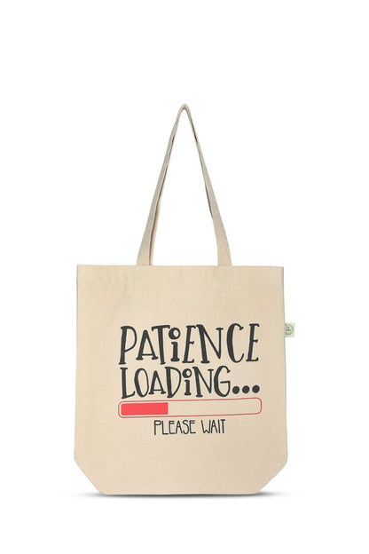 Premium Cotton Canvas Tote Bag - Patience Loading White | Verified Sustainable by Brown Living™