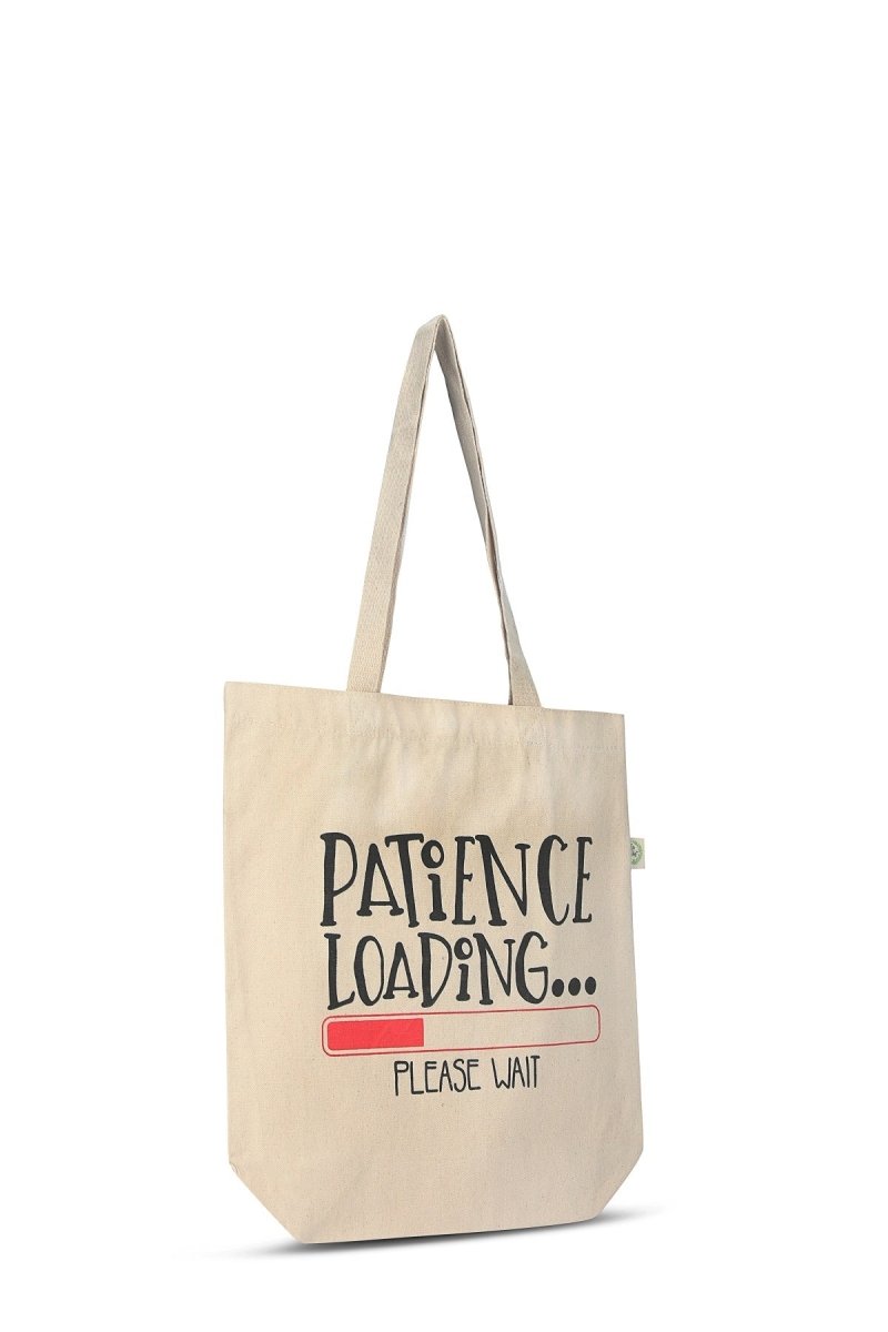 Premium Cotton Canvas Tote Bag - Patience Loading White | Verified Sustainable by Brown Living™