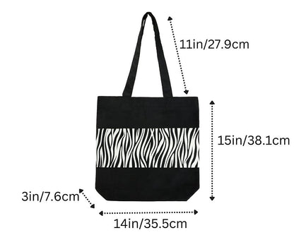 Premium Cotton Canvas Tote Bag - Zebra Black | Verified Sustainable by Brown Living™