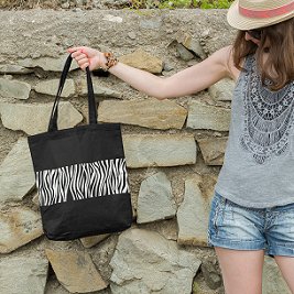 Premium Cotton Canvas Tote Bag - Zebra Black | Verified Sustainable by Brown Living™