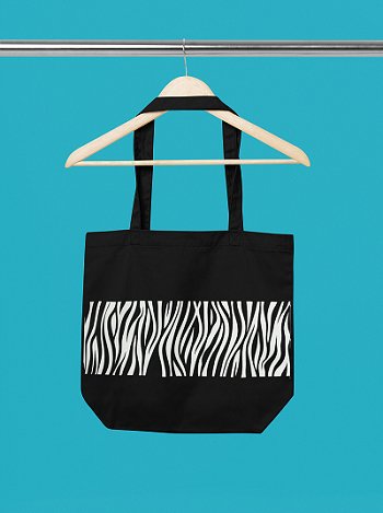 Premium Cotton Canvas Tote Bag - Zebra Black | Verified Sustainable by Brown Living™