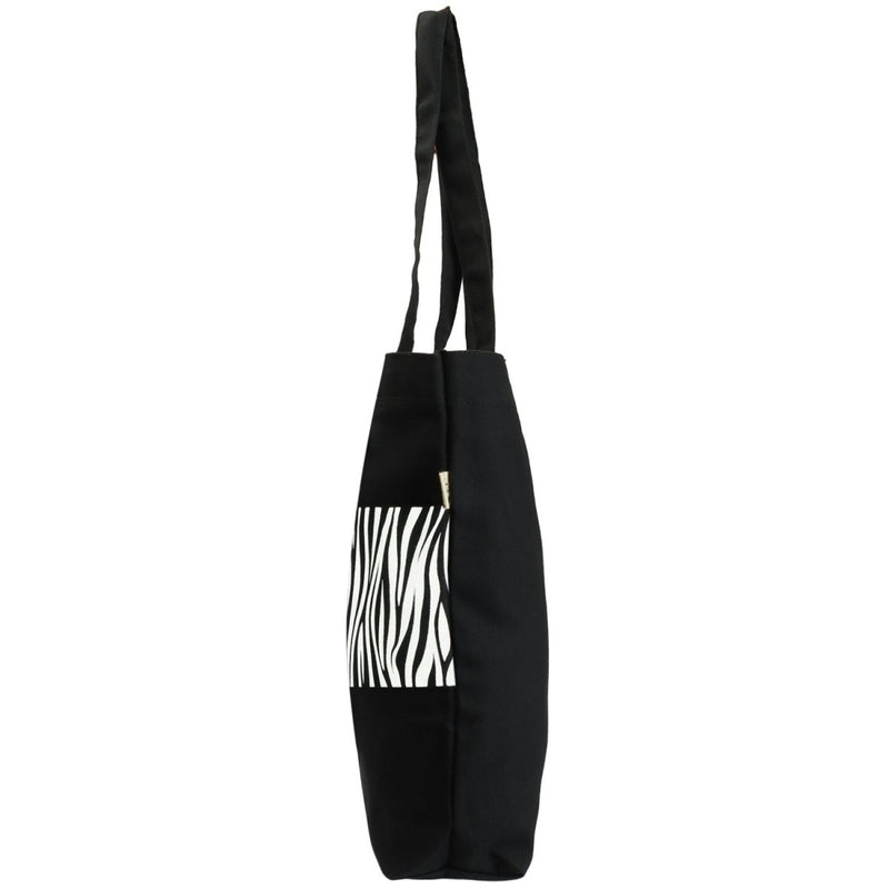 Premium Cotton Canvas Tote Bag - Zebra Black | Verified Sustainable by Brown Living™