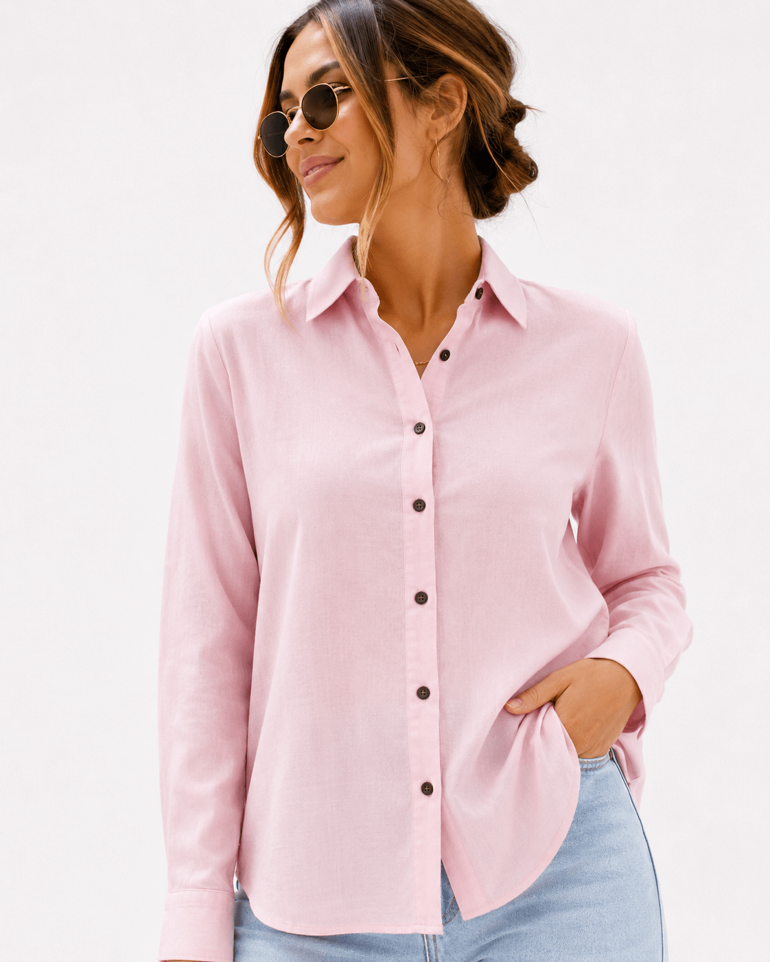 Premium Cotton Earth String Shirt For Women – Womens Shirt on Brown Living™. SKU: W-STRING-PNK-S1. Img 1.