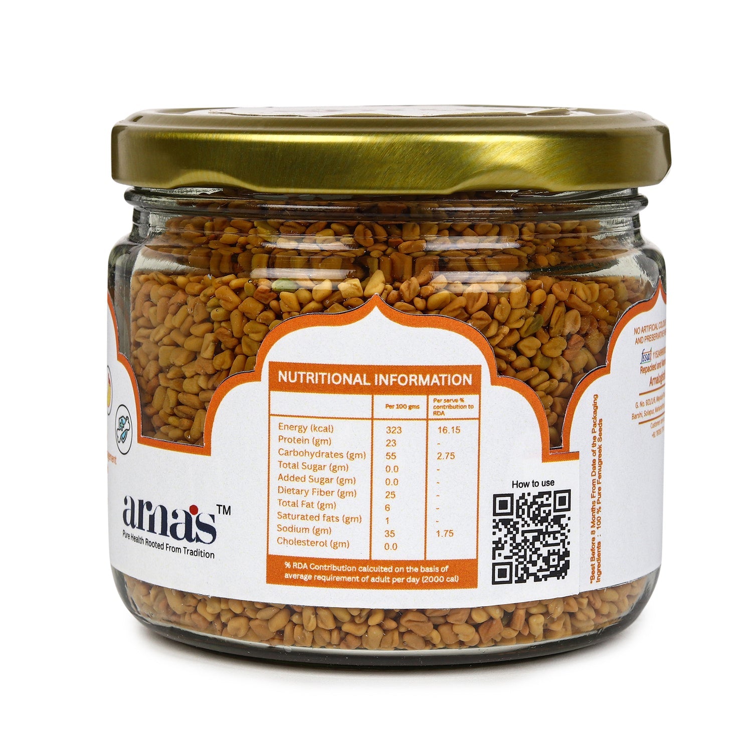 Premium Fenugreek Seeds 200g | Pure Natural Methi Seeds – Dried Fruits, Nuts & Seeds on Brown Living™. SKU: ARNAS-5. Img 3.