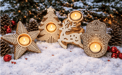 Premium Festive Tea Light Holder Set Of 2 Decorative Candle Holders – Candles & Fragrances on Brown Living™. SKU: OEP719a. Img 1.