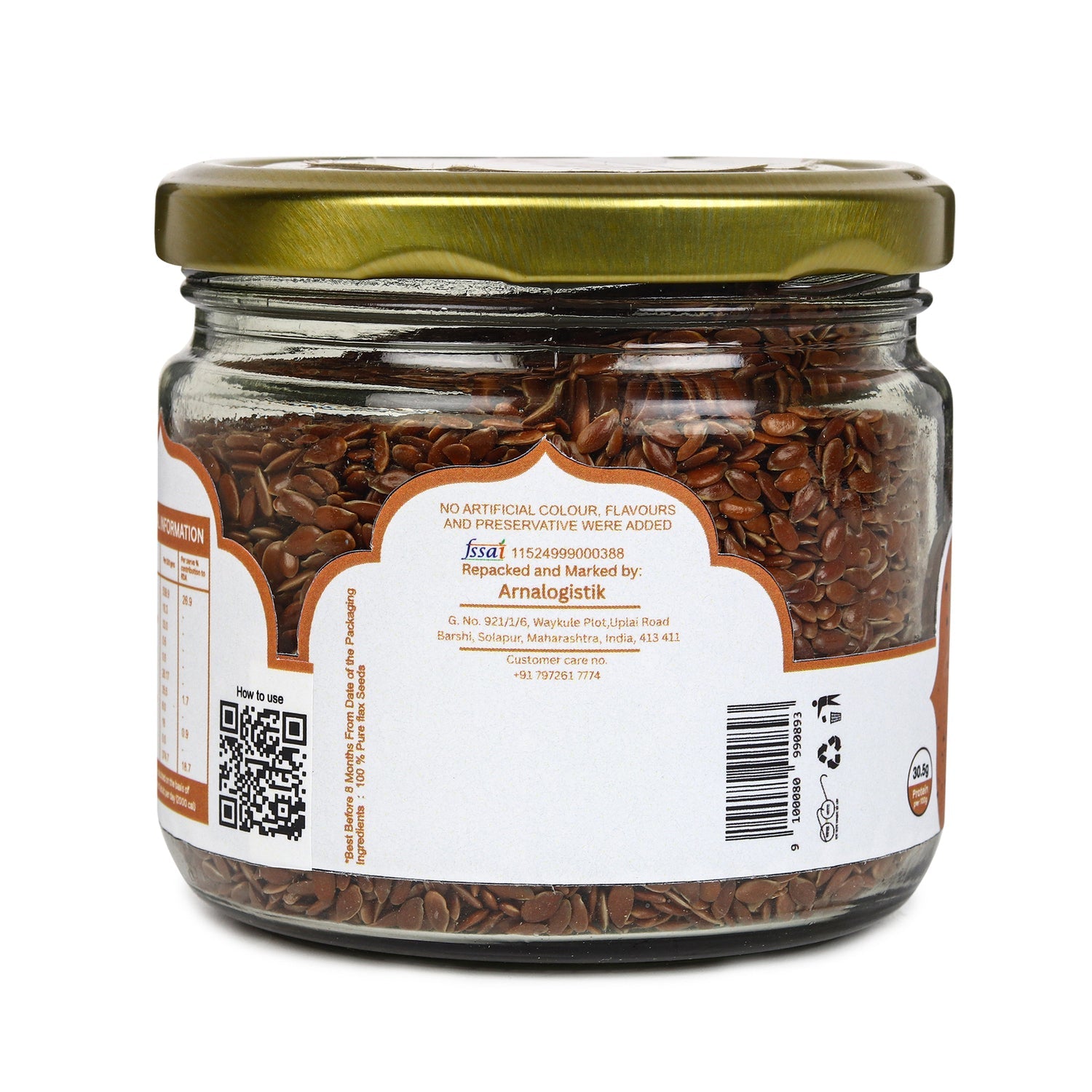 Premium Flax Seeds 200g | Natural High Fiber Seeds – Dried Fruits, Nuts & Seeds on Brown Living™. SKU: ARNAS-4. Img 4.