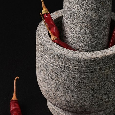 Premium Handmade Uthukuli Stone Mortar And Pestle - Medium | Verified Sustainable by Brown Living™