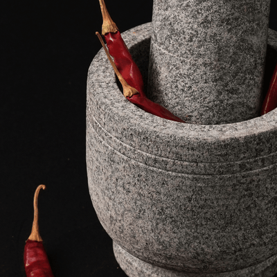 Premium Handmade Uthukuli Stone Mortar And Pestle - Medium – Cookware on Brown Living™. SKU: Mortar - and - Pestle - 4 - packof1. Img 4.