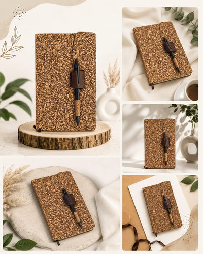 Premium Natural Cork A5 Diary with Pen Holder | Eco-Friendly Journal – Notebooks & Notepads on Brown Living™. SKU: BRC-CCD-A5-02. Img 1.