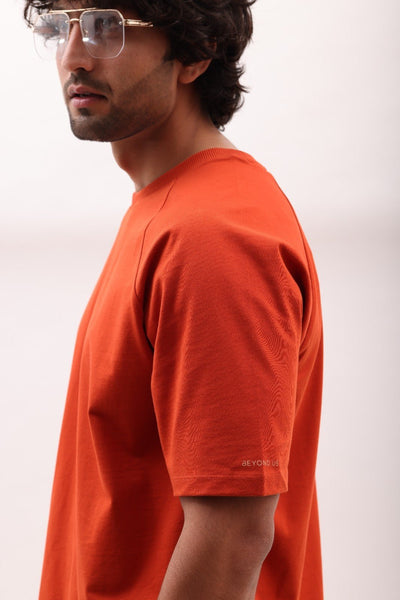 Premium Organic Cotton Tee for Men | Soft Sustainable Everyday T-Shirt – Mens T-Shirt on Brown Living™. SKU: M-RAGLAN-RED-XS1. Img 1.