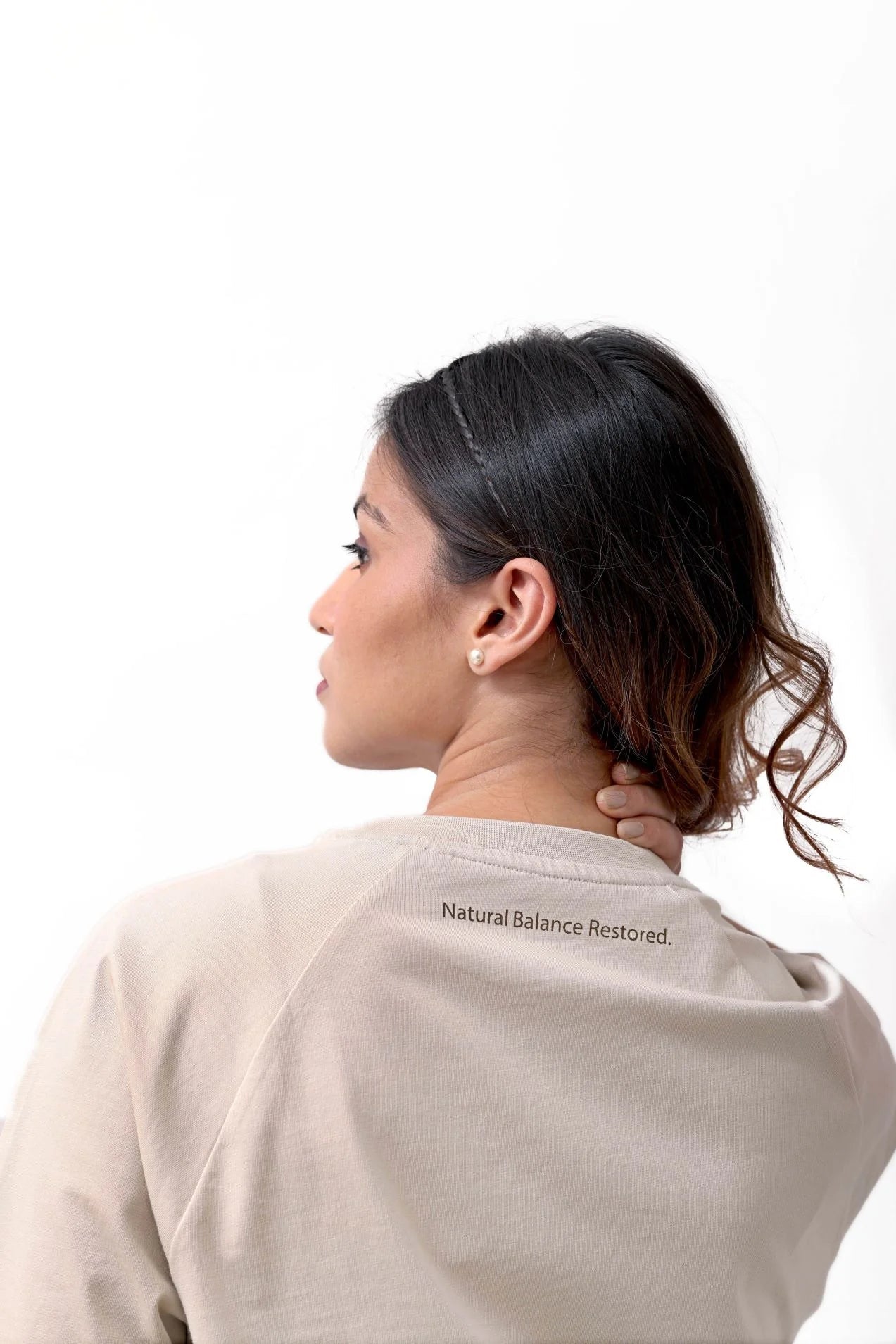 Premium Organic Cotton Tee for Women | Soft Everyday T-Shirt – Womens T-Shirt on Brown Living™. SKU: W-RAGLAN-BEG-M1. Img 1.